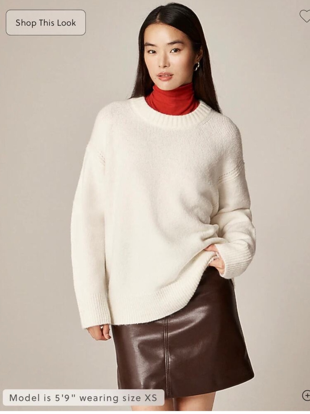 NWT J.Crew Relaxed Crewneck Pullover Sweater Alpaca Wool Blend - Ivory - Medium